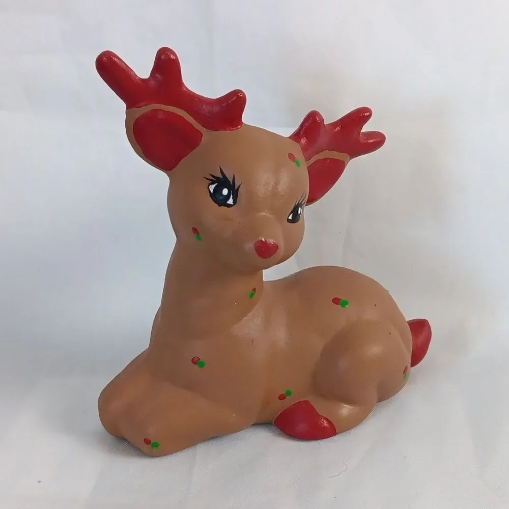 Vintage Christmas Hand Painted Ceramic Reindeer Christmas Decoration Figurine